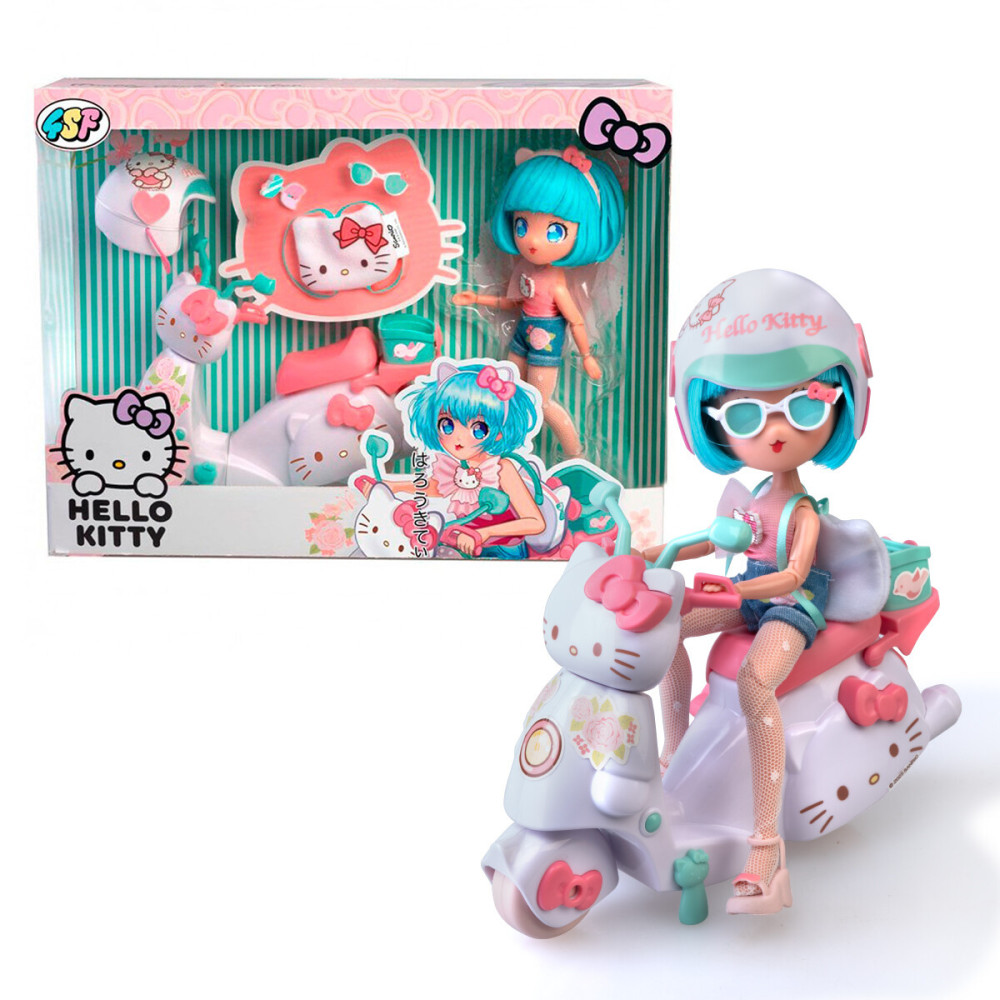 4SF Manga Dolls Hello Kitty Красотка Пинк на скутере - игровой набор с куклой (HKTF3000)