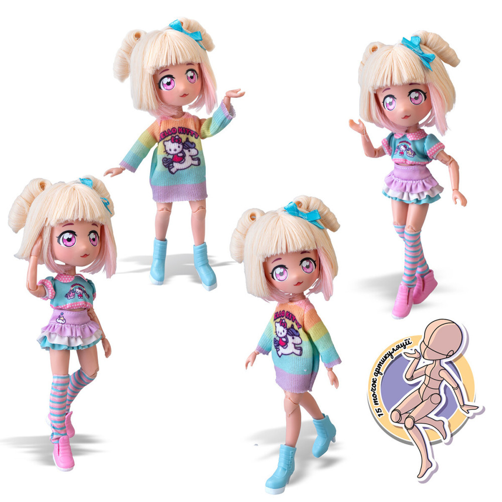 4SF Manga Dolls Hello Kitty Стильна Цукерочка-Єдиноріг - ігровий набір з лялькою (HKTF2000)