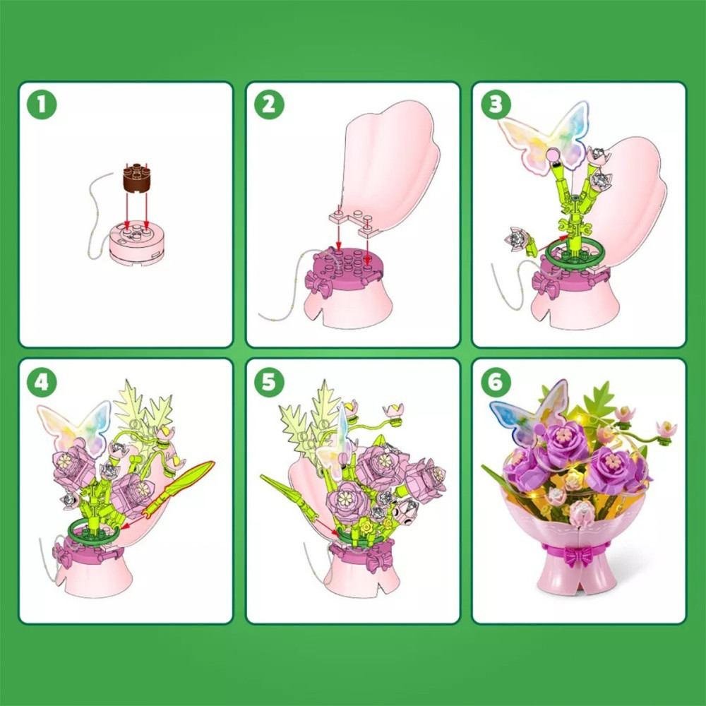 Max Bouquets S1 Букет роз с LED-гирляндой - конструктор в капсуле (83248EGQ8)