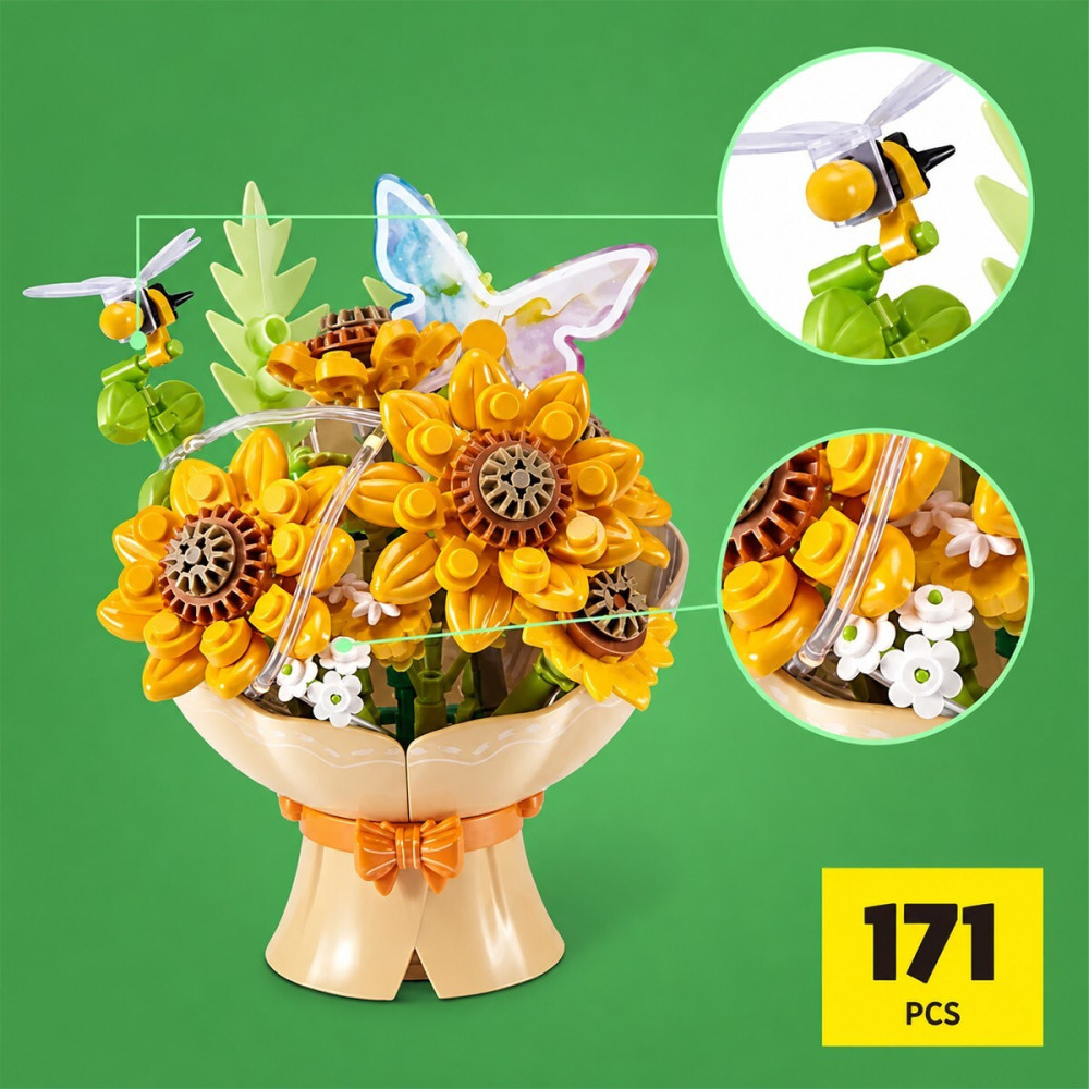 Max Bouquets S1 Букет подсолнухов с LED-гирляндой - конструктор в капсуле (83248DGQ8)