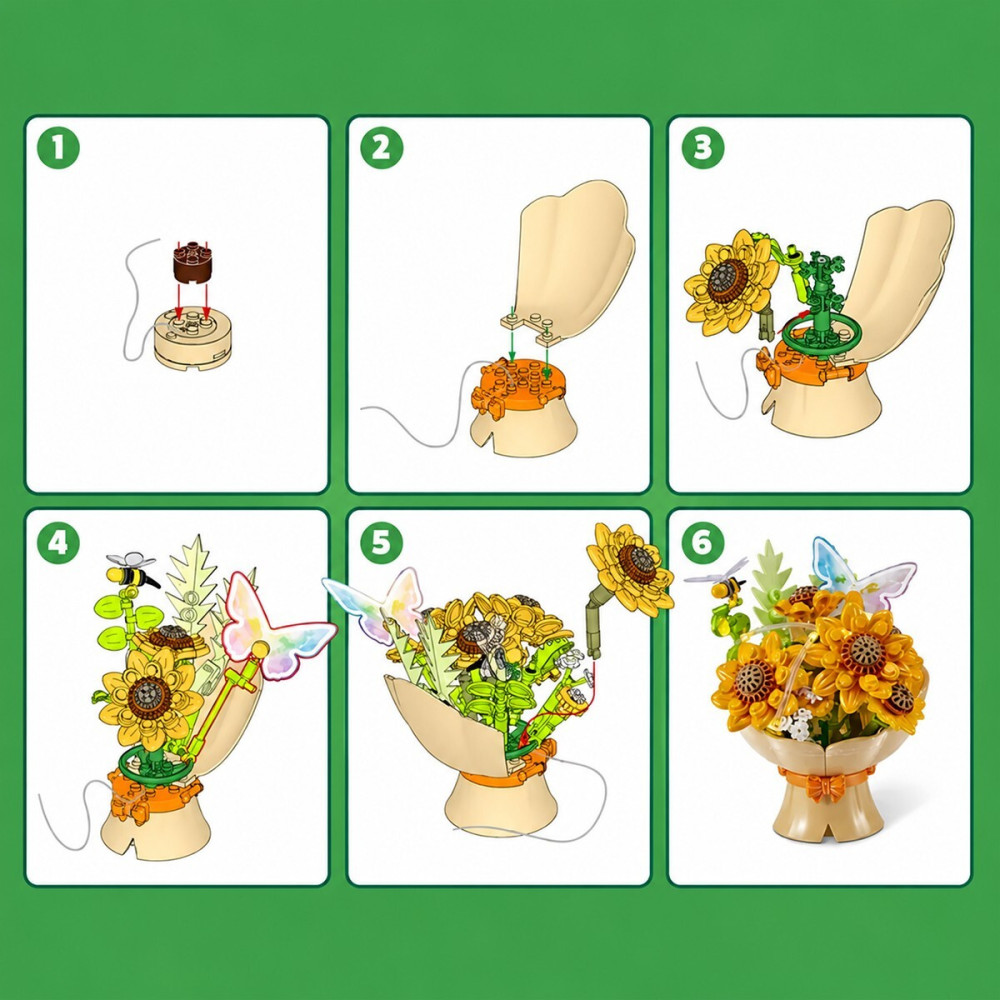 Max Bouquets S1 Букет подсолнухов с LED-гирляндой - конструктор в капсуле (83248DGQ8)