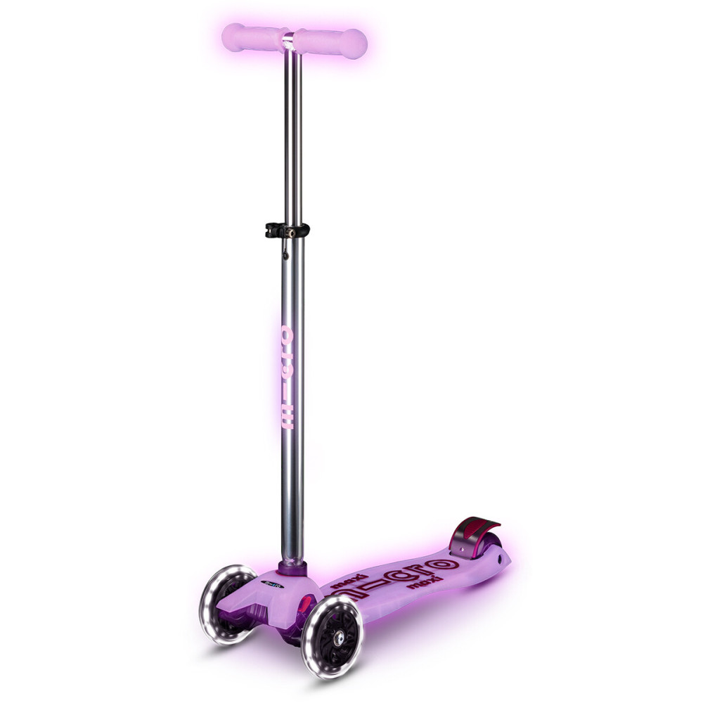 MICRO Maxi Deluxe Glow LED - триколісний самокат зі світними колесами • Сяйнисто-пурпуровий (MMD367)
