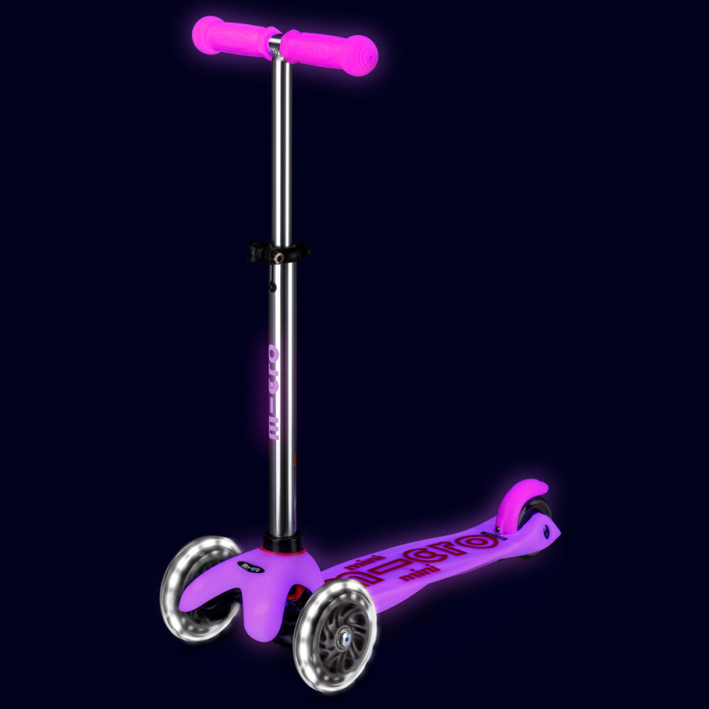 Micro Mini Deluxe Glow LED - триколісний самокат, що світиться в темряві • Морозний рожевий (MMD217)