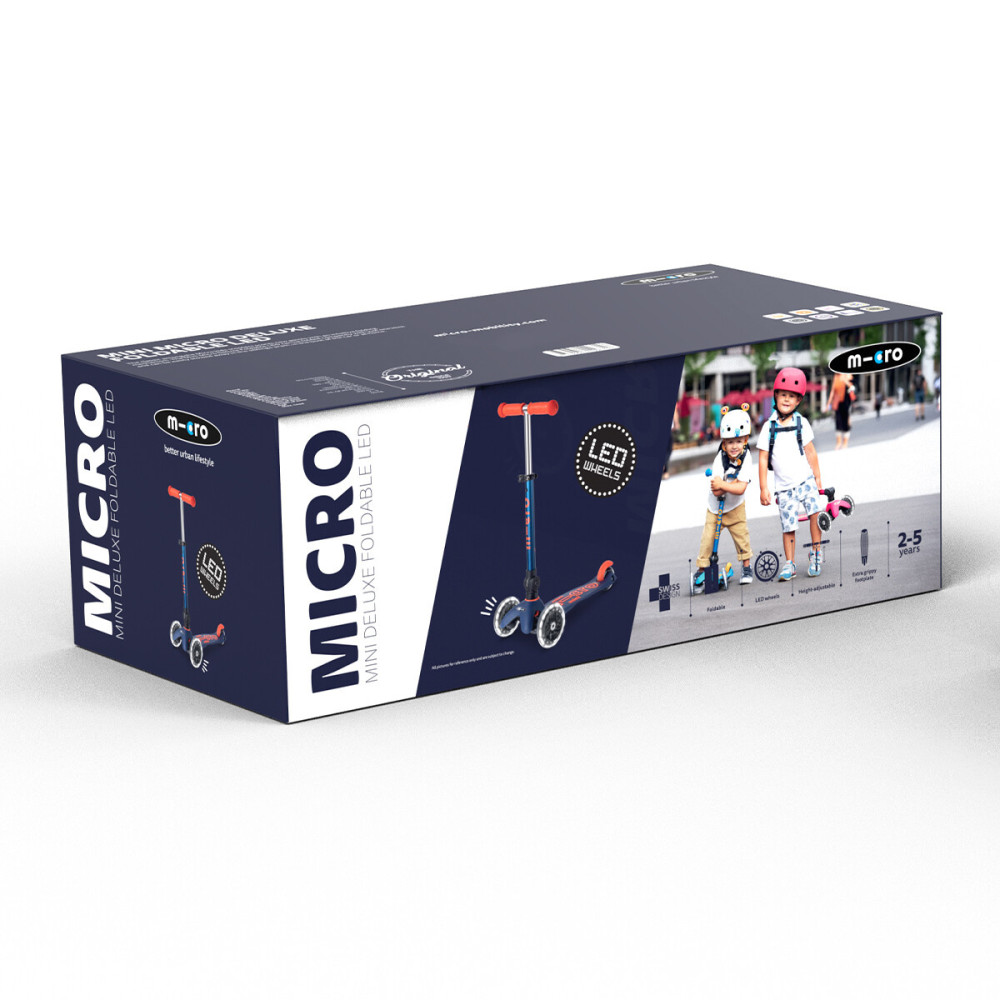 Micro Mini Deluxe Foldable LED - складной трехколесный самокат • Синий (MMD196) Micro Mini Deluxe Foldable LED - складной трехколесный самокат • Синий (MMD196)