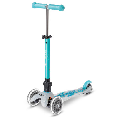Micro Mini Deluxe Foldable Orion Glow LED - складаний триколісний самокат із глітерною декою • Синій (MMD374)