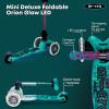 Micro Mini Deluxe Foldable Orion Glow LED - складаний триколісний самокат із глітерною декою • Синій (MMD374)