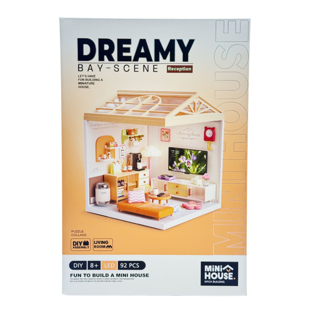 Mini House Интерьер Гостиная - конструктор-румбокс с подсветкой (8006)