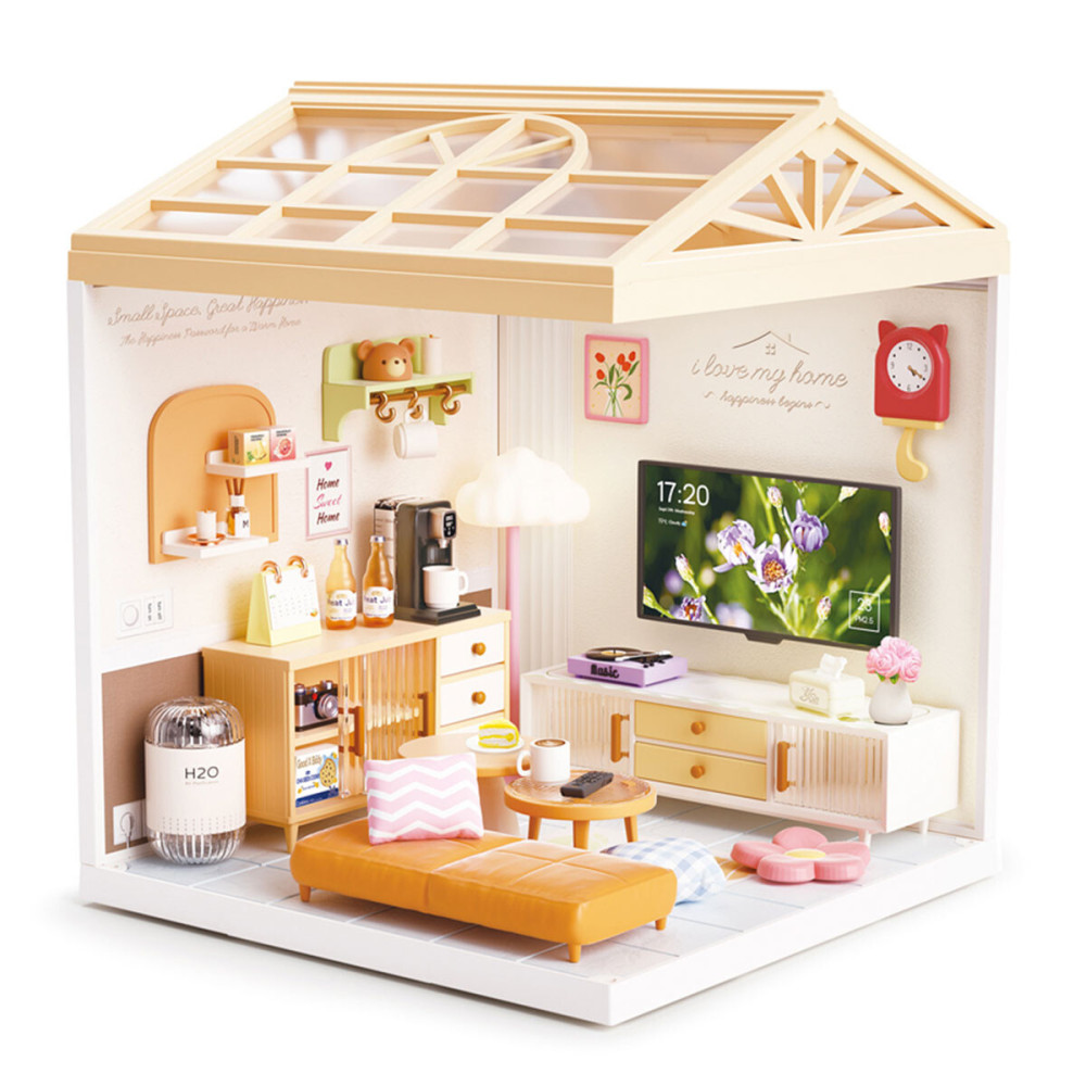 Mini House Интерьер Гостиная - конструктор-румбокс с подсветкой (8006)
