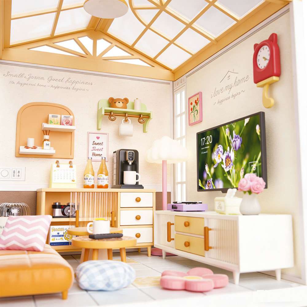 Mini House Интерьер Гостиная - конструктор-румбокс с подсветкой (8006)