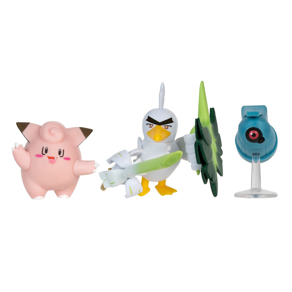 Pokemon Клефейрі, Белдум, Сірфетч'д W18 - набір з 3 ігрових фігурок (PKW3057)