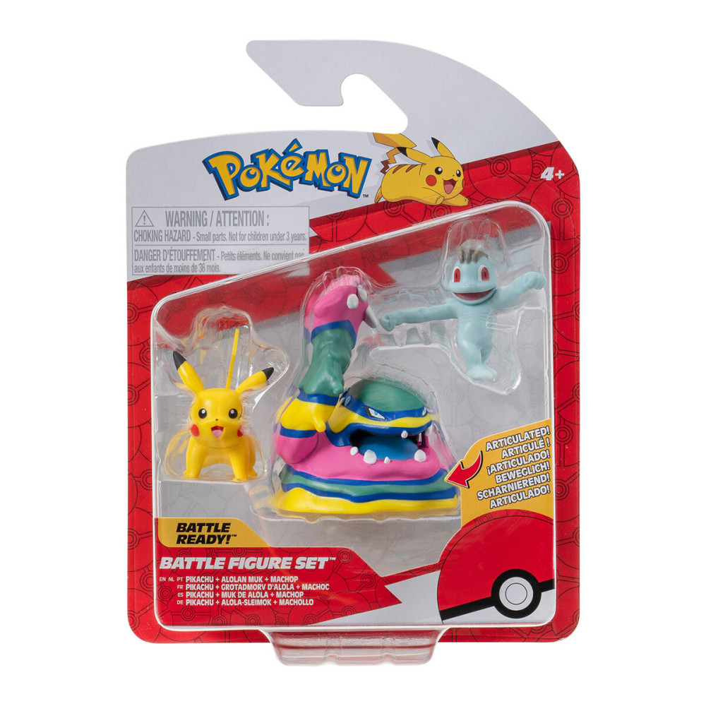 Pokemon Мачоп, Пікачу, Алола Мак W19 - набір з 3 ігрових фігурок (PKW3597)