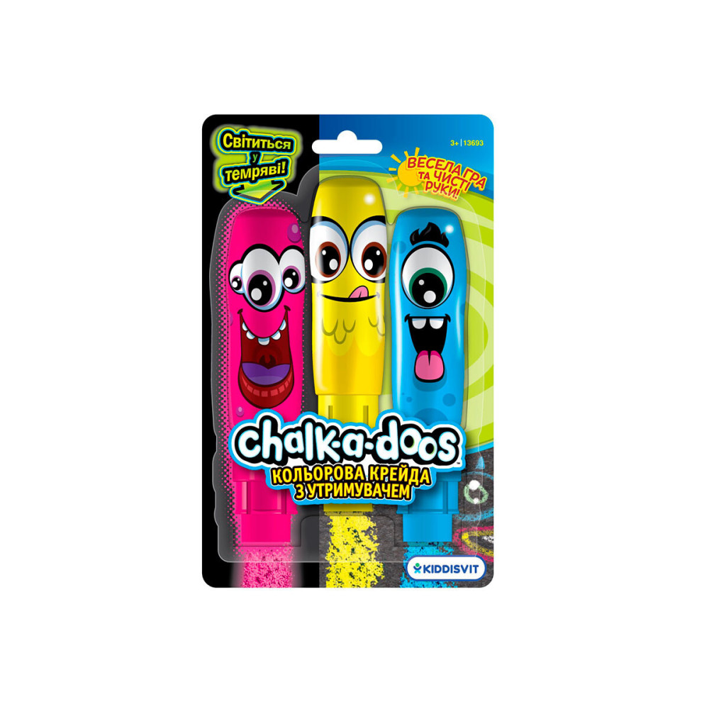Scentos Chalk-a-doos Рожевий у темряві - кольорова крейда з утримувачем, 3 шт. (13693)