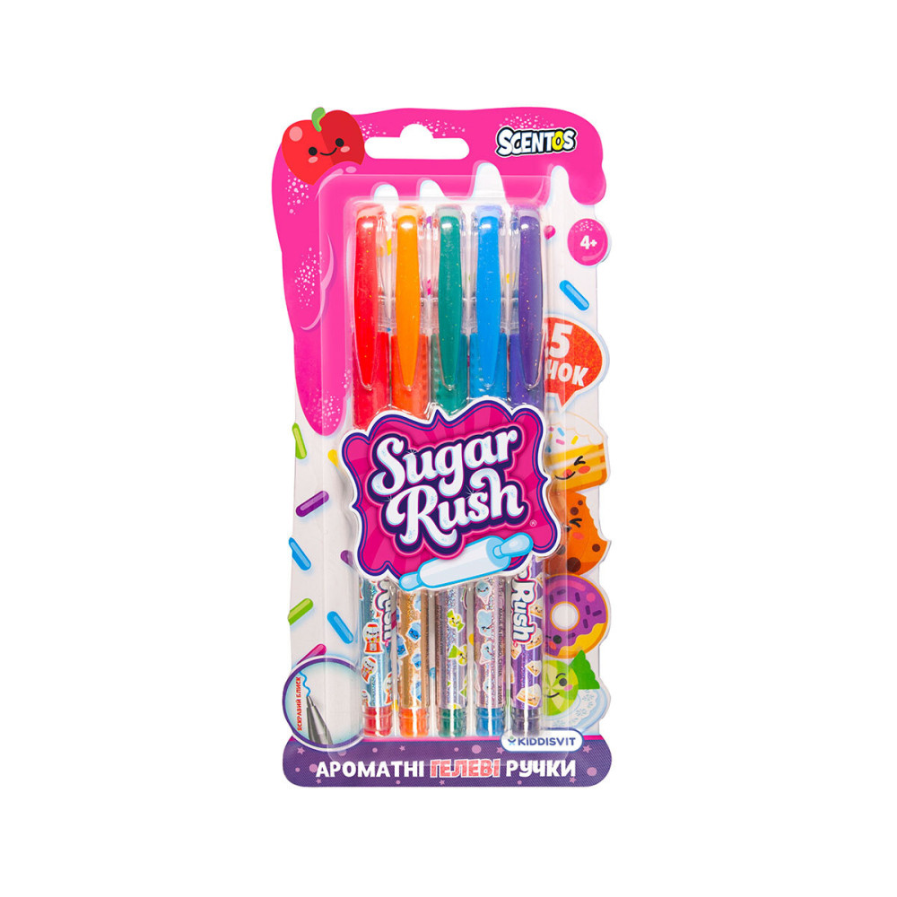 Scentos Sugar Rush Яскравий блиск - ароматні гелеві ручки з блиском, 5 шт. (41343)
