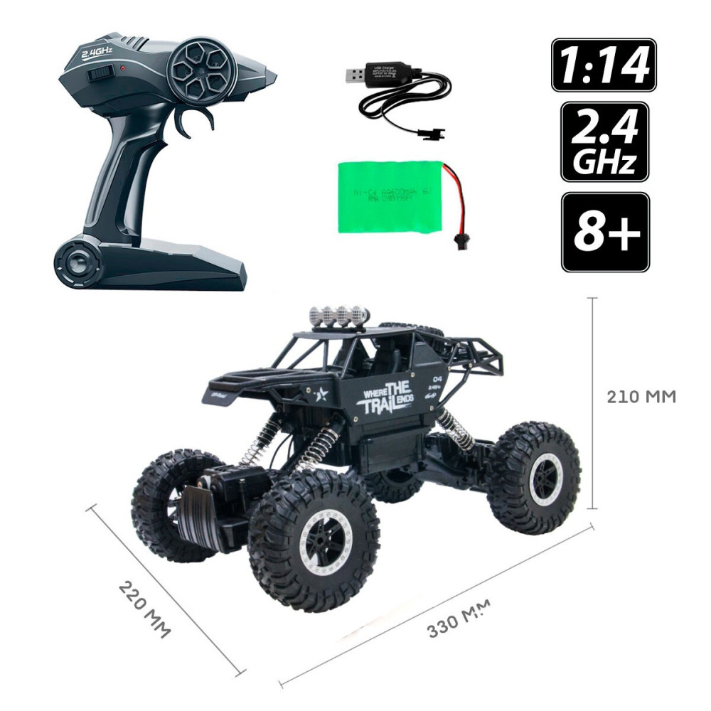 Sulong Toys OFF-ROAD CRAWLER WHERE THE TRAIL ENDS - автомобіль на радіокеруванні • Матовий чорний (SL-121RHMBl)