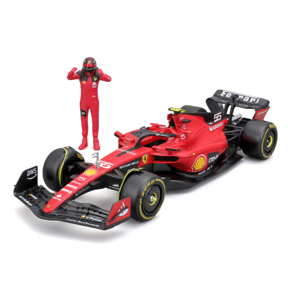 Bburago Ferrari SF-23 1:24 - автомодель з фігуркою • Червоний (18-26809)