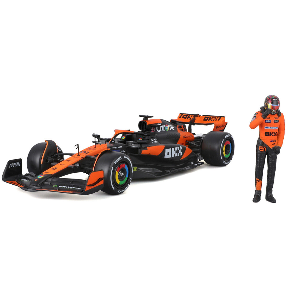 Bburago McLaren MCL38 1:24 - автомодель з фігуркою • Чорний з помаранчевим (18-28040)