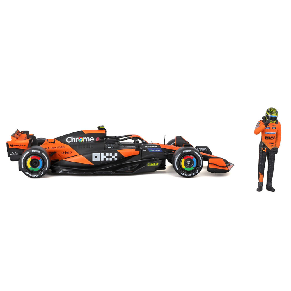 Bburago McLaren MCL38 1:24 - автомодель з фігуркою • Чорний з помаранчевим (18-28040)