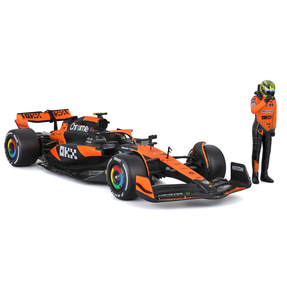 Bburago McLaren MCL38 1:24 - автомодель з фігуркою • Чорний з помаранчевим (18-28040)