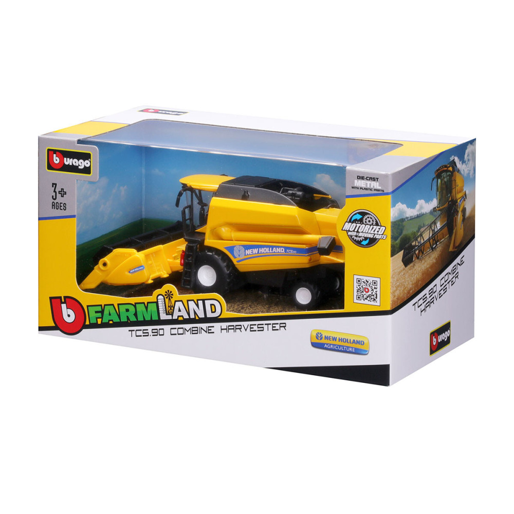 Bburago New Holland TC5.90 - автомодель зернозбирального комбайна • Жовтий з чорним (18-31721)