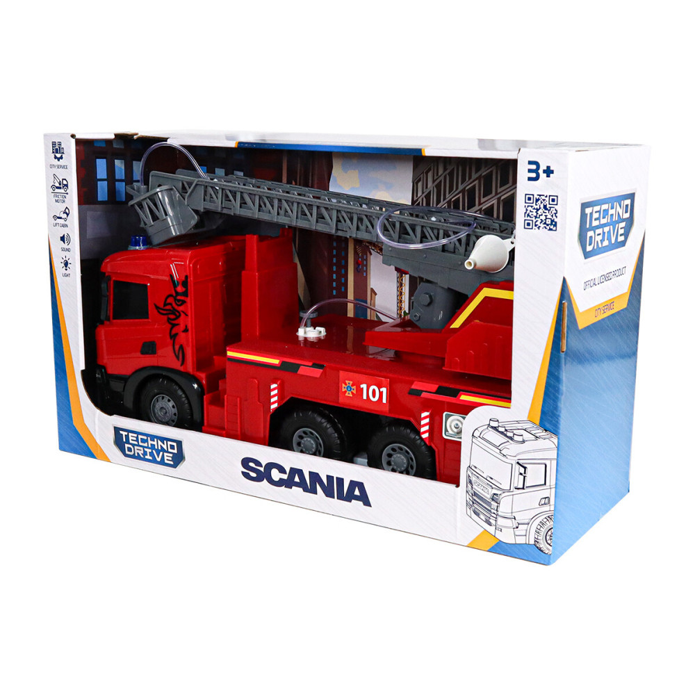 TechnoDrive Super Big Truck Пожарная машина Scania - автомодель со светом, звуком и водой (5005KS)