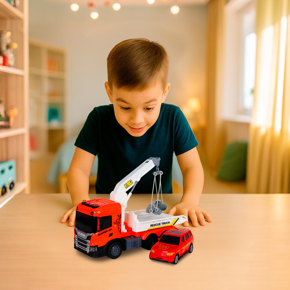 TechnoDrive Big Truck Эвакуатор Scania с машиной - игровой набор (6408KS)