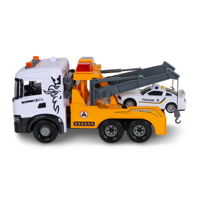 TechnoDrive Mid Truck Эвакуатор Scania с полицейской машиной - игровой набор (3004KS)