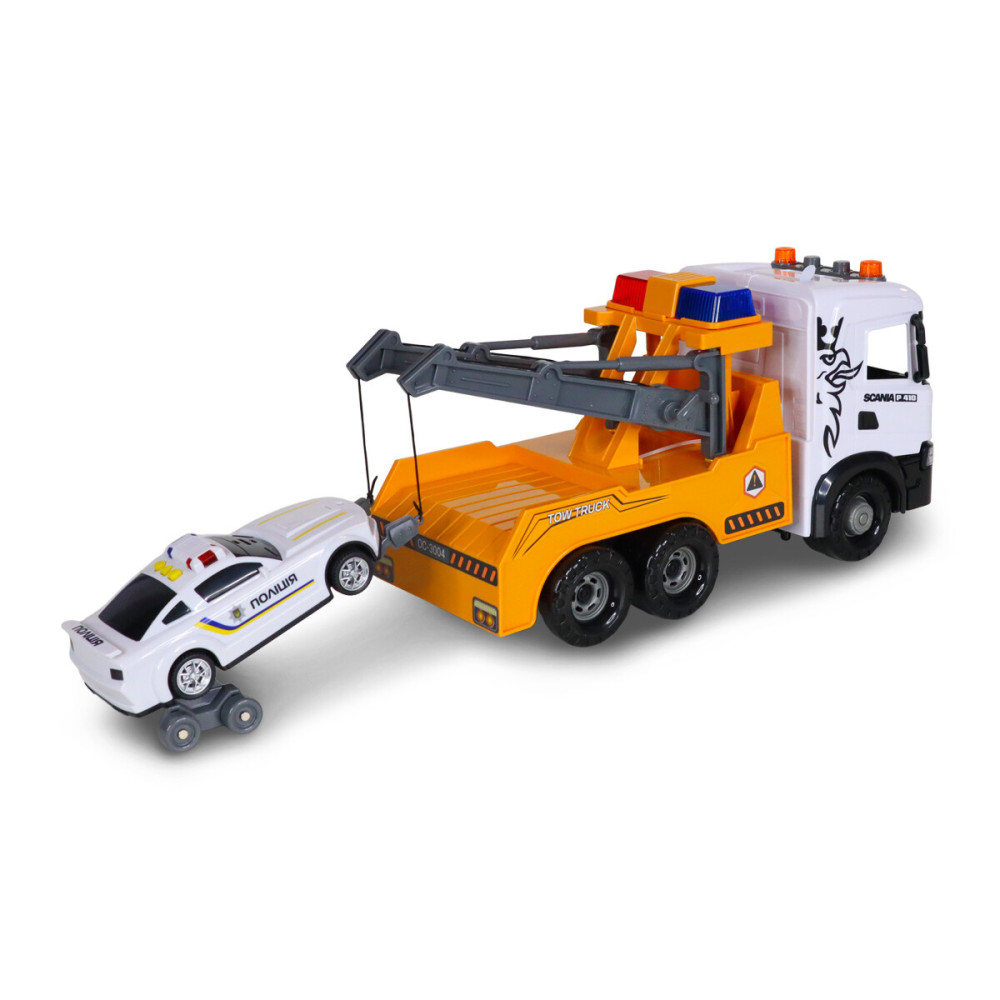 TechnoDrive Mid Truck Эвакуатор Scania с полицейской машиной - игровой набор (3004KS)