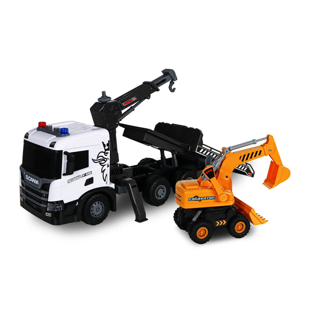 TechnoDrive Super Big Truck Автокран Scania с экскаватором - игровой набор (5004KS)