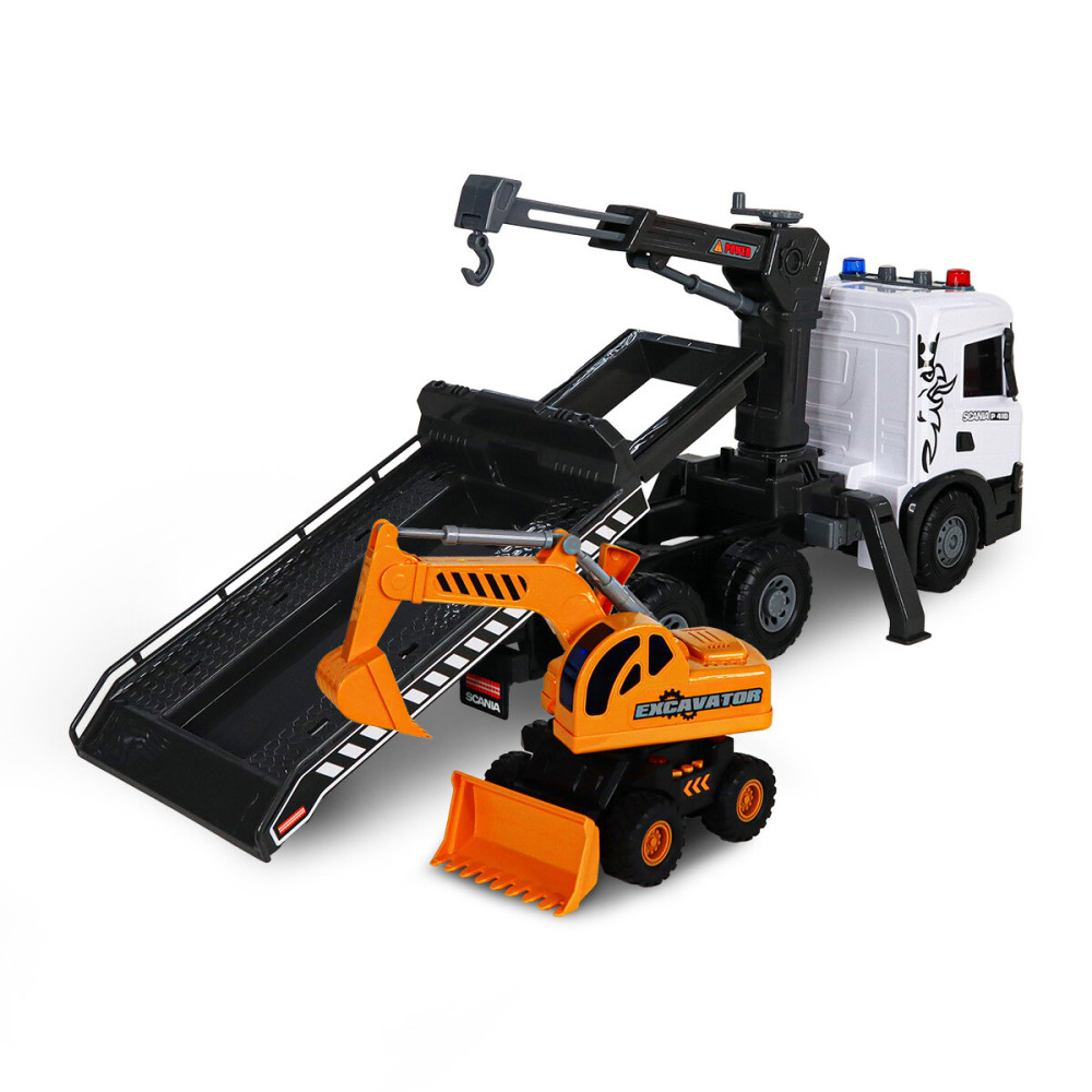 TechnoDrive Super Big Truck Автокран Scania с экскаватором - игровой набор (5004KS)