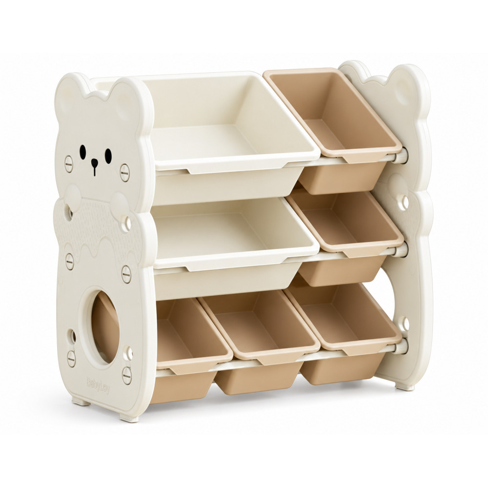 Kivibaby Bear XXSNJ-02 - стелаж Монтессорі з 7 контейнерами • Milk White Kivibaby Bear XXSNJ-02 - стелаж Монтессорі з 7 контейнерами • Milk White