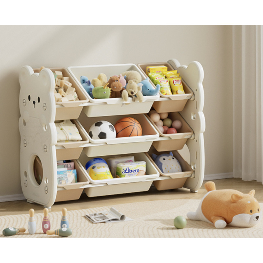 Kivibaby Bear XXSNJ-03 - стелаж-органайзер Монтессорі з 9 контейнерами • Milk White Kivibaby Bear XXSNJ-03 - стелаж-органайзер Монтессорі з 9 контейнерами • Milk White