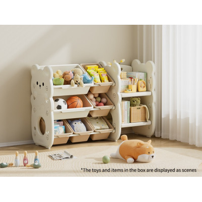 Kivibaby Bear XXSNJ-05 - стелаж Монтессорі з 7 контейнерами та полицею • Milk White Kivibaby Bear XXSNJ-05 - стелаж Монтессорі з 7 контейнерами та полицею • Milk White