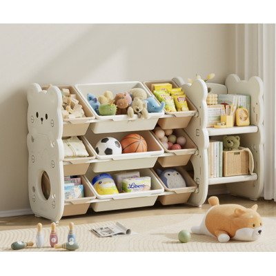 Kivibaby Bear XXSNJ-06 - стелаж 3 в 1 з 9 контейнерами та бічною полицею • Milk White Kivibaby Bear XXSNJ-06 - стелаж 3 в 1 з 9 контейнерами та бічною полицею • Milk White