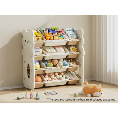 Kivibaby Bear XXSNJ-08 - місткий стелаж Монтессорі з 12 контейнерами • Milk White Kivibaby Bear XXSNJ-08 - місткий стелаж Монтессорі з 12 контейнерами • Milk White