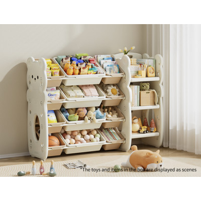 Kivibaby Bear XXSNJ-011 - стелаж з 12 контейнерами та бічною секцією • Milk White Kivibaby Bear XXSNJ-011 - стелаж з 12 контейнерами та бічною секцією • Milk White
