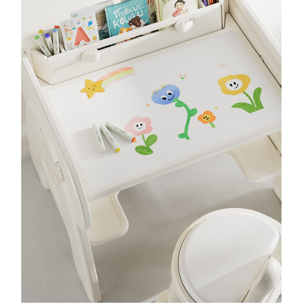Kivibaby Дитячий навчальний столик зі стільчиком - для малювання, творчості та ігор від 1 року • White Kivibaby Дитячий навчальний столик зі стільчиком - для малювання, творчості та ігор від 1 року • White