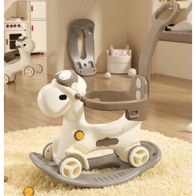 Kivibaby Коник-гойдалка 3 в 1 - гойдалка, каталка та батьківська ручка • White/Brown Kivibaby Коник-гойдалка 3 в 1 - гойдалка, каталка та батьківська ручка • White/Brown