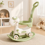 Kivibaby Коник-гойдалка 3 в 1 - гойдалка, каталка та батьківська ручка • White/Green Kivibaby Коник-гойдалка 3 в 1 - гойдалка, каталка та батьківська ручка • White/Green