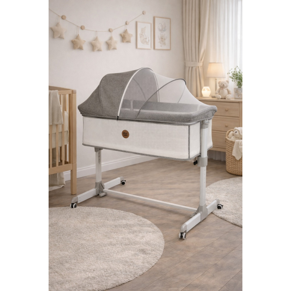 Kivibaby Hug - приставне дитяче ліжечко з матрацом • Grey Kivibaby Hug - приставне дитяче ліжечко з матрацом • Grey