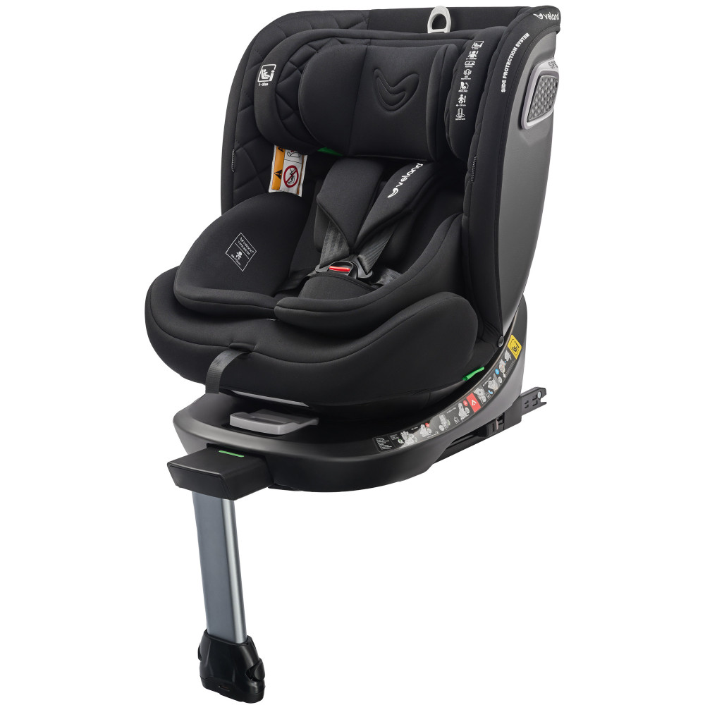 Velano Vento - поворотне автокрісло 360° i-Size 40-150 см з ISOFIX і опорною ногою • Black