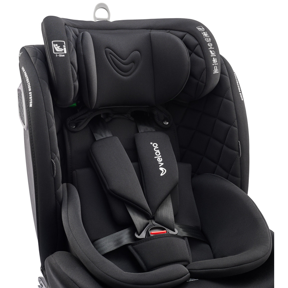 Velano Vento - поворотне автокрісло 360° i-Size 40-150 см з ISOFIX і опорною ногою • Black