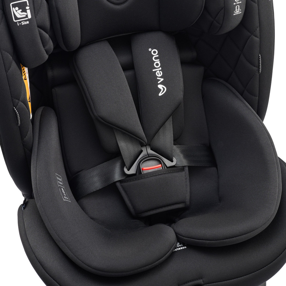 Velano Vento - поворотне автокрісло 360° i-Size 40-150 см з ISOFIX і опорною ногою • Black