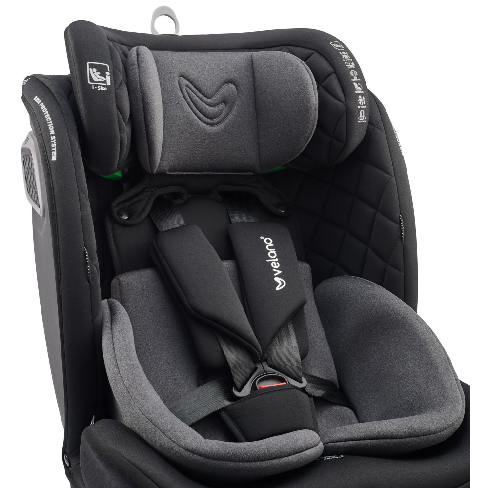Velano Vento - поворотне автокрісло 360° i-Size 40-150 см з ISOFIX і опорною ногою • Grey