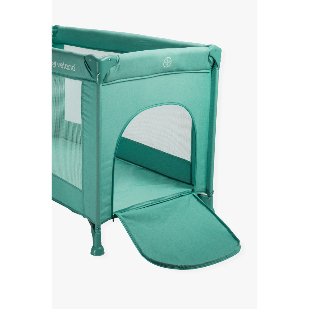 Velano Flexi - манеж-кроватка с боковым входом и двумя колесами • Mint