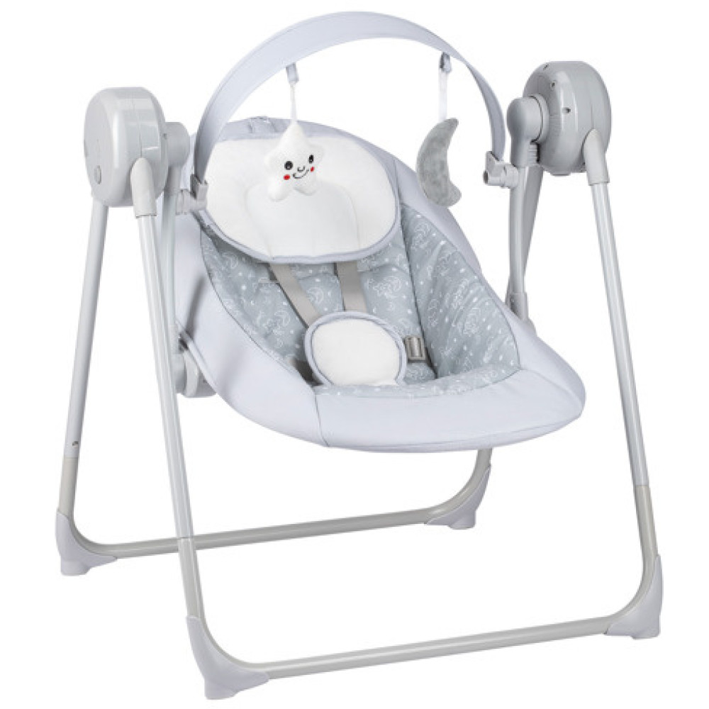 FreeON Snuggy - дитяча гойдалка з мелодіями та таймером • Stars Light Grey