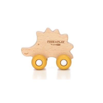 FreeON Free2Play Игрушка на колесах - деревянная, с силиконовыми колесами • Ежик