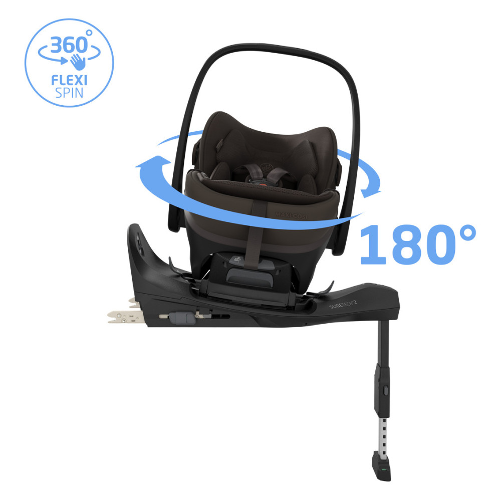 Maxi-Cosi Pebble Slide Pro + FamilyFix Slide Pro - автокресло для новорожденного (автолюлька) с поворотной выдвижной базой ISOFIX (от 0 до 24 месяцев / 40 - 87 см) • Espresso Brown