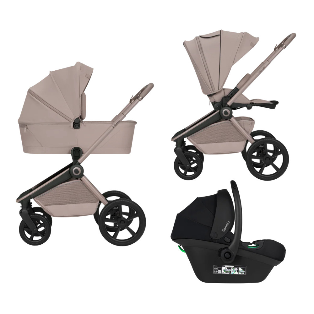 Lionelo Freya 3в1 - детская коляска 3 в 1 с автокреслом, люлька складывается вместе с рамой • Beige Sand