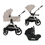 Lionelo Layla 3в1 - детская коляска 3 в 1 с автокреслом, универсальная коляска с большими колесами • Beige Sand