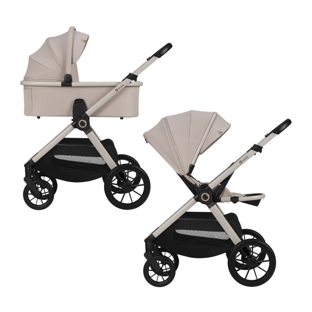 Lionelo Layla 3в1 - детская коляска 3 в 1 с автокреслом, универсальная коляска с большими колесами • Beige Sand